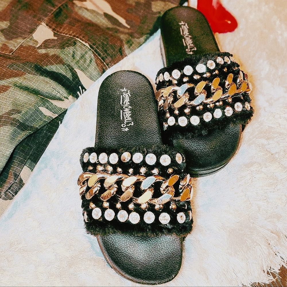 Jeffery Campbell Edie Faux Fur Platform Slides #comfy #cuteshoes